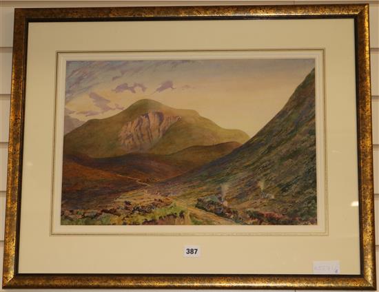 William Monk (1863-1937) watercolour Croaghaun Mountain, signed 34 x 50cm.